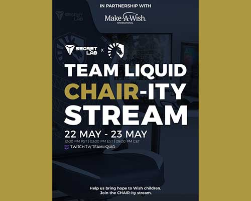 Secretlab kicks off Make-A-Wish partnership with 24-hour CHAIR-ity stream hosted by Team Liquid